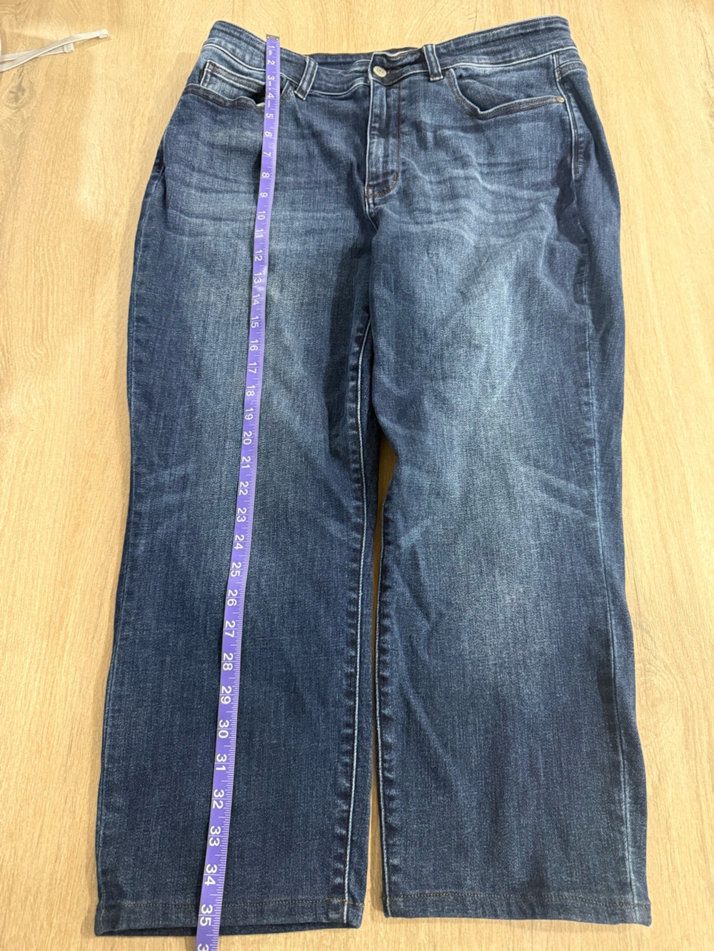 Judy Blue 16W Slim Fit Straight Leg Dark Wash Cuffed Every Day Jeans Style 82428 - Picture 5 of 13
